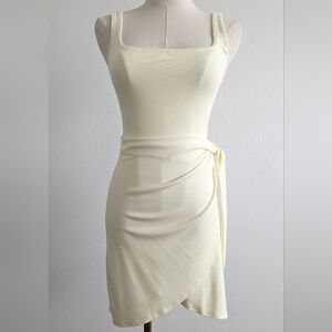 Aritzia Wilfred Wrap Mini Dress - Pastel Yellow